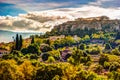 View on Acropolis from ancient agora, Athens, Greece. Royalty Free Stock Photo