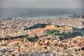 View of the Acropolis of Athens from Mount Lycabettus Royalty Free Stock Photo