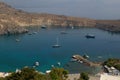 View from Acropolis of Lindos in Rhodes island, Greece Royalty Free Stock Photo