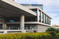 View of Acropolis Museum facade building exterior entrance, an archaeological museum in Athens center, Attica, Greece in a summer