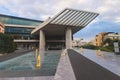 View of Acropolis Museum facade building exterior entrance, an archaeological museum in Athens center, Attica, Greece in a summer