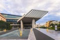 View of Acropolis Museum facade building exterior entrance, an archaeological museum in Athens center, Attica, Greece in a summer