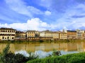 View across the Arno river towards the Ufizzi Gallery in Florence, Italy