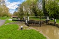 A view across the Aylestone Mill lock on the Grand Union Canal in Aylestone Meadows, Leicester, UK