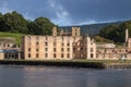 View across bay to ruins of 19th century penal colony Royalty Free Stock Photo