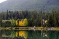 A view across the Bow River from downtown Banff town, Alberta Royalty Free Stock Photo