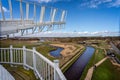 View across the Broads from the top of historic Horsey Windpump at Horsey, Norfolk, UK