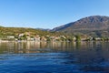 View of Small Fishing Village From Gulf of Corinth Bay, Greece.