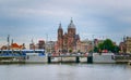 View from across the canal of the Church of Saint Nicholas, in Amstedam, Netherlands