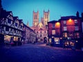 A view across a cobbled street to Lincoln Cathedral Royalty Free Stock Photo