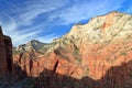 Zion National Park with Virgin River Canyon and Observation Point from Angels Landing in Evening Light, Utah, USA Royalty Free Stock Photo