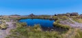 A view across Doxey Pool on the summit of the Roaches escarpment, Staffordshire, UK Royalty Free Stock Photo