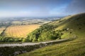 View across English countryside landscape during late Summer eve Royalty Free Stock Photo