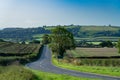 View across English farmland on sunny autumn day