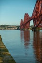 View Across the Firth of Forth To Fife on a Sunny Day from South Queensferry With the Forth Rail Bridge Royalty Free Stock Photo