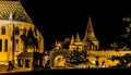 The view across the Fisherman`s Bastion in Budapest at night Royalty Free Stock Photo