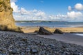 A view across Glen Beach towards Carmarthen Bay at Saundersfoot, South Wales Royalty Free Stock Photo