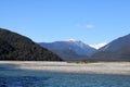 Haast River, Mt Solution, Mt Ward, New Zealand Royalty Free Stock Photo