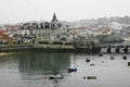 View across the harbor at Cascais, Portugal at twilight