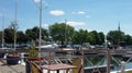 Decks and boats along Brockville Waterfront