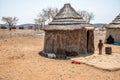 A view of across a Himba tribe village in Namibia Royalty Free Stock Photo