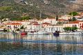 Traditional Greek Fishing and Recreational Boats Docked in Galaxidi, Greece Royalty Free Stock Photo