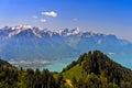 View across Lac Leman on the French Alps Royalty Free Stock Photo