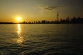 Downtown Toronto with iconic tower in sunset Royalty Free Stock Photo