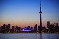 Downtown Toronto with iconic tower in sunset Royalty Free Stock Photo