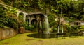 A view across the lake and fountains in the tropical garden above the city of Funchal Madeira Royalty Free Stock Photo