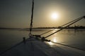 View of river nile in Egypt from sailing boat at sunset Royalty Free Stock Photo