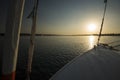 View of river nile in Egypt from sailing boat at sunset Royalty Free Stock Photo