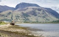 View across Loch Linnhe beyond an abandoned boat towards Ben Nevis Royalty Free Stock Photo