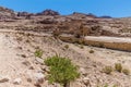 A view across the main thoroughfare toward the Great Temple in the ancient city of Petra, Jordan Royalty Free Stock Photo