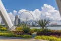 A view across the Marina Bay area framed by the Benjamin Sheares bridge in Singapore, Asia Royalty Free Stock Photo