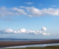 View across morcambe bay from grange over sands in cumbria with the south lake district visible in the distance