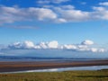 View across morcambe bay from grange over sands in cumbria with the south lake district visible in the distance