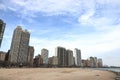 The View Across Oak Street Beach Towards the Chicago Waterfront