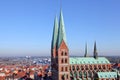 View across the old town of Luebeck