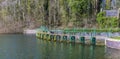 A view across the overspill walkway at Ravensthorpe Reservoir in Northamptonshire, UK Royalty Free Stock Photo