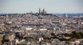 View across Paris to the Sacre Coeur Basilica from the Eiffel Tower in Paris Royalty Free Stock Photo