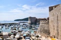 A view across the port / old harbour Dubrovnik Old Town / Croatia