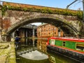 A view across the restored canal system in Castlefield, Manchester, UK Royalty Free Stock Photo