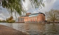 View across the River Avon to the Royal Shakespeare Company RSC theatre in Stratford upon Avon, Warwick shire, UK Royalty Free Stock Photo