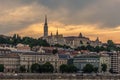 A view across the River Danube towards the Fisherman`s Bastion, Budapest Royalty Free Stock Photo