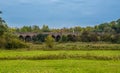 A view across the River Itchen flood plain towards the Hockley viaduct at Winchester, UK Royalty Free Stock Photo