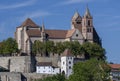 View across river Rhine to the MÃ¼nsterberg hill with St. StephansmÃ¼nster cathedral, Breisach am Rhein, Kaiserstuhl Royalty Free Stock Photo