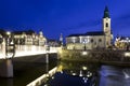 View across river of St. Ladislaus Church, Oradea Royalty Free Stock Photo