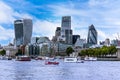 A view across the River Thames from City Hall, London, UK towards the City of London Royalty Free Stock Photo