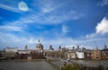 River Thames to St. Paul`s Cathedral and the skyline of London, UK Royalty Free Stock Photo